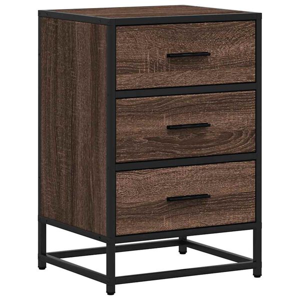 vidaXL Κομοδίνο καφέ δρυς 40x34,5x60cm Κατασκευασμένο ξύλο και μέταλλο