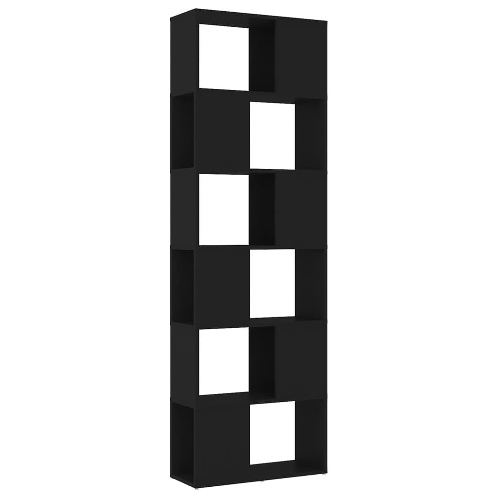 vidaXL Βιβλιοθήκη/Διαχωριστικό Χώρου Μαύρο 60x24x186 εκ. Μοριοσανίδα