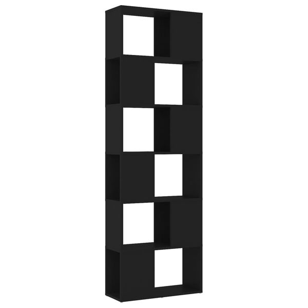 vidaXL Βιβλιοθήκη/Διαχωριστικό Χώρου Μαύρο 60x24x186 εκ. Μοριοσανίδα