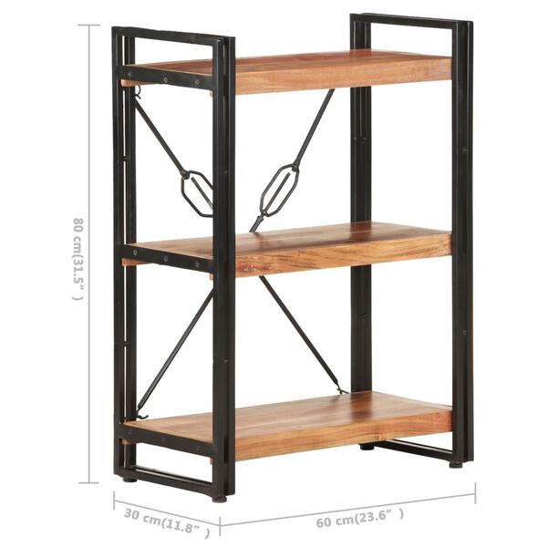 vidaXL Βιβλιοθήκη με 3 Επίπεδα 60 x 30 x 80 εκ. από Μασίφ Ξύλο Ακακίας
