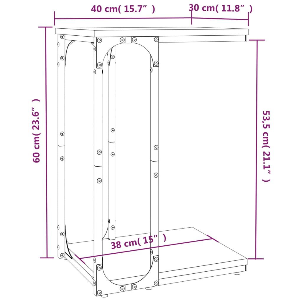 vidaXL Βοηθητικό Τραπέζι Καφέ Δρυς 40 x 30 x 60 εκ. Επεξεργασμένο Ξύλο