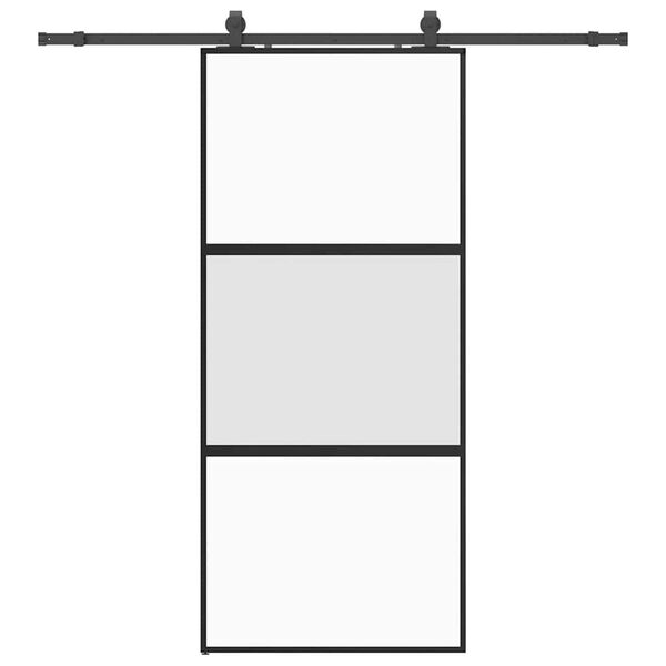 vidaXL Συρόμενη πόρτα με σετ υλικού Μαύρο 90x205 cm γυαλί μετριασμένο