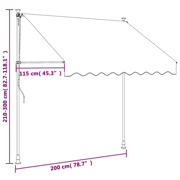 vidaXL Τέντα Συρόμενη Κρεμ 200 x 150 εκ. από Ύφασμα και Ατσάλι