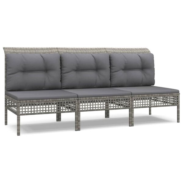 vidaXL Σαλόνι Κήπου Σετ 3 τεμ. Γκρι από Συνθετικό Ρατάν με Μαξιλάρια