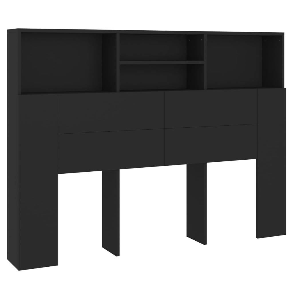 vidaXL Κεφαλάρι Με Αποθηκευτικό Χώρο Μαύρο 140 x 19 x 103,5 εκ.