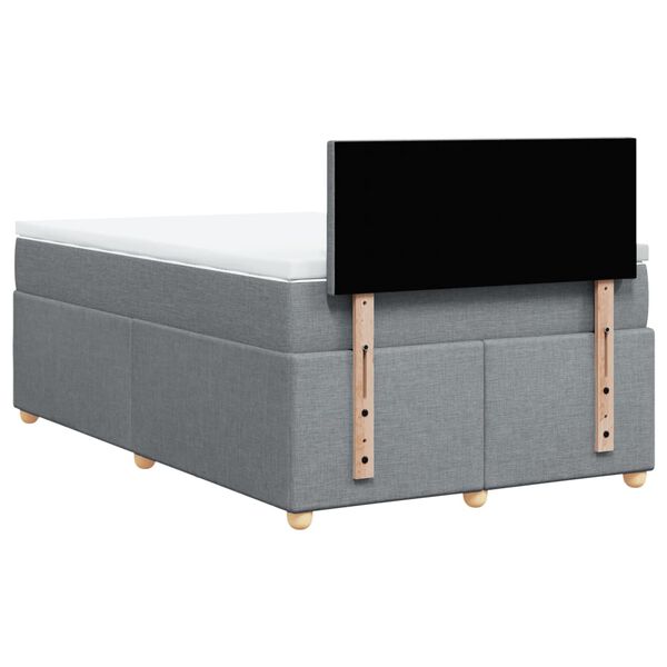 vidaXL Κρεβάτι Boxspring με Στρώμα Ανοιχτό Γκρι 120x200 εκ. Υφασμάτινο