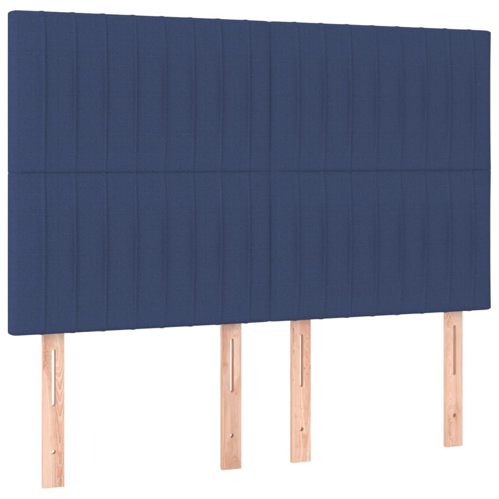 vidaXL Κρεβάτι Boxspring με Στρώμα & LED Μπλε 140x190 εκ. Υφασμάτινο