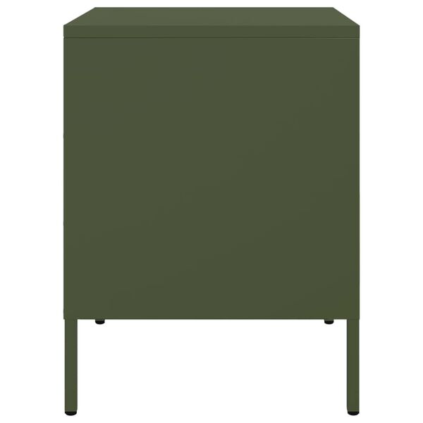 vidaXL Κομοδίνο Πράσινο Λαδί 36x39x50,5 εκ. από Χάλυβα