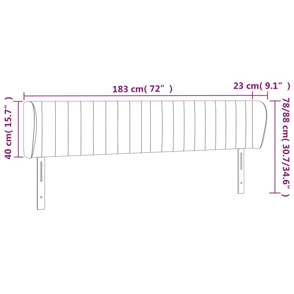 vidaXL Κεφαλάρι με Πτερύγια Σκούρο Μπλε 183x23x78/88 εκ. Βελούδινο