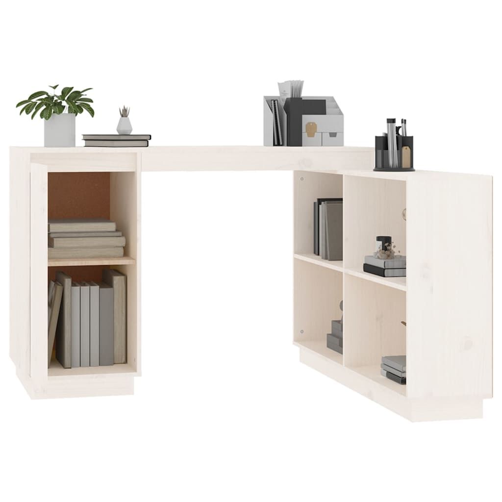 vidaXL Γραφείο Λευκό 110x50x75 εκ. από Μασίφ Ξύλο Πεύκου