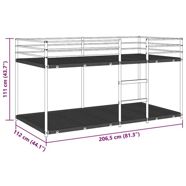 vidaXL Κουκέτα χωρίς στρώμα Λευκό 107x203 cm Ατσάλι