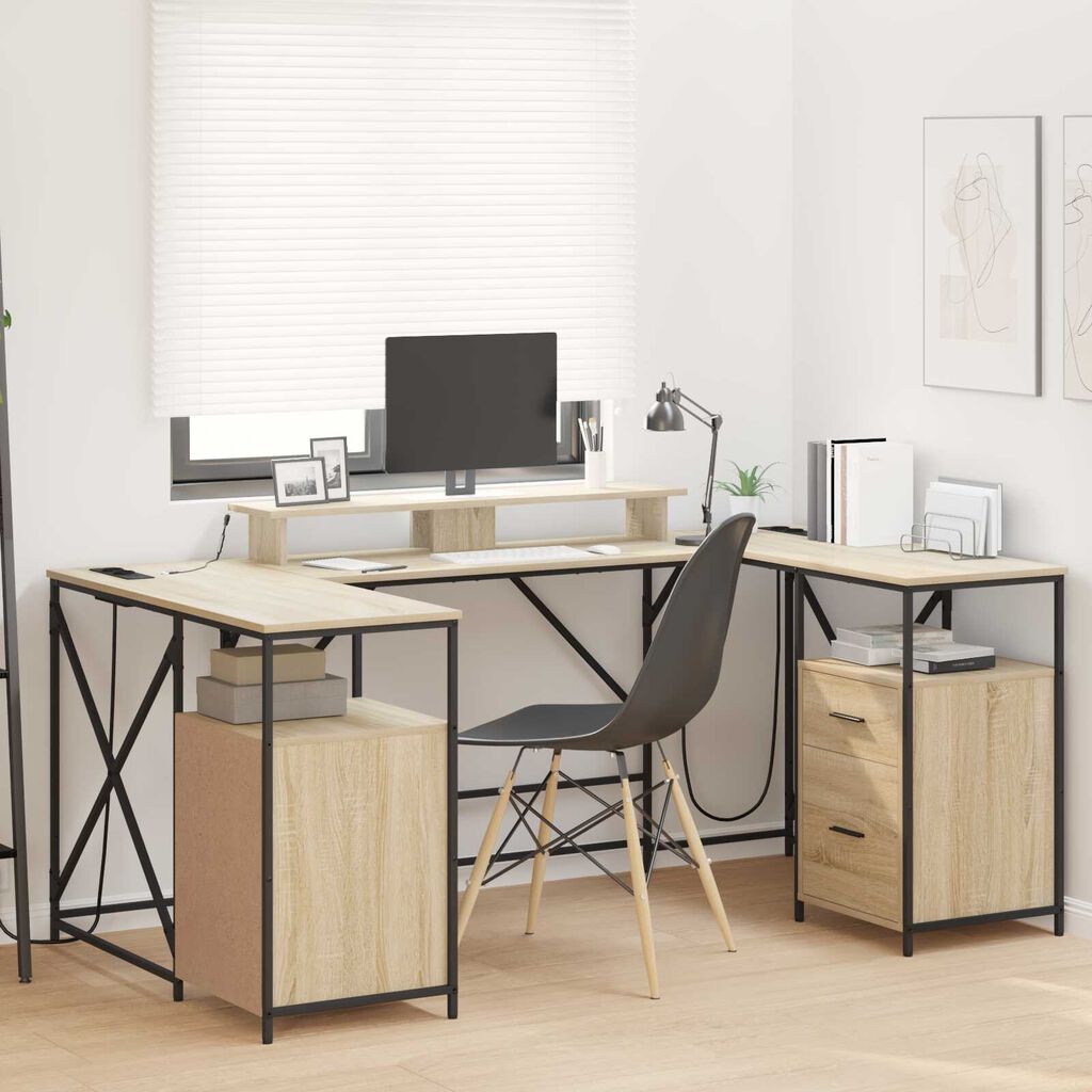 vidaXL Γραφείο Sonoma Oak 182 x 101 x 87.5 εκ. Επεξεργασμένο ξύλο