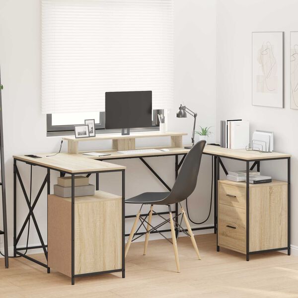 vidaXL Γραφείο Sonoma Oak 182 x 101 x 87.5 εκ. Επεξεργασμένο ξύλο
