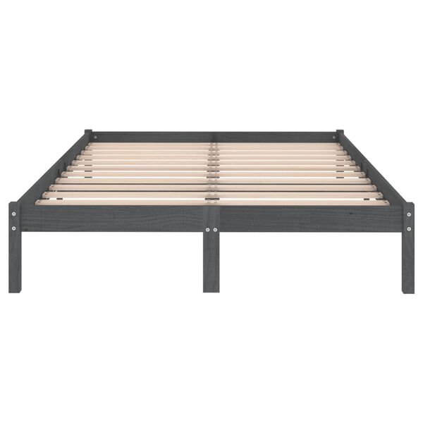 vidaXL Πλαίσιο Κρεβατιού Γκρι 180 x 200 εκ Ξύλο Πεύκου Super King