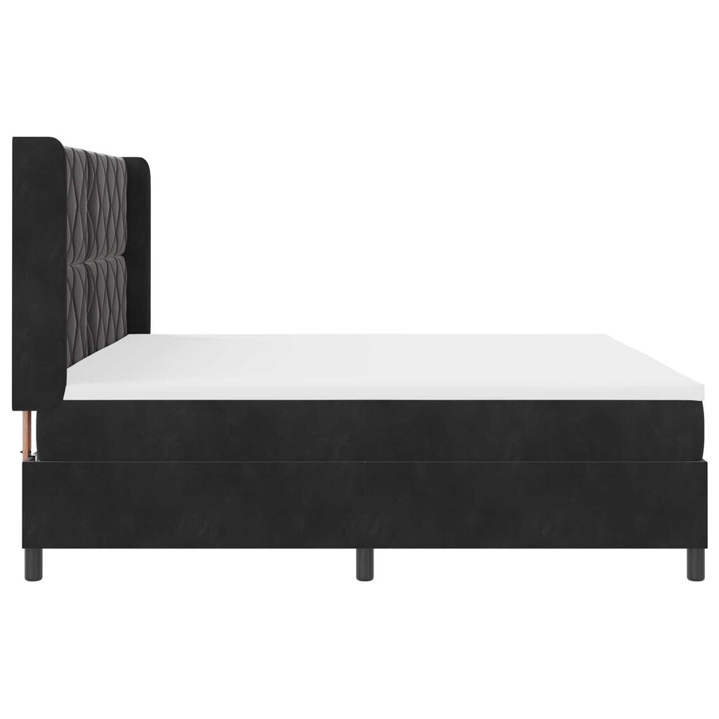 vidaXL Κρεβάτι Box Spring LED με Στρώμα Μαύρο 200 x 200 cm Βελούδο