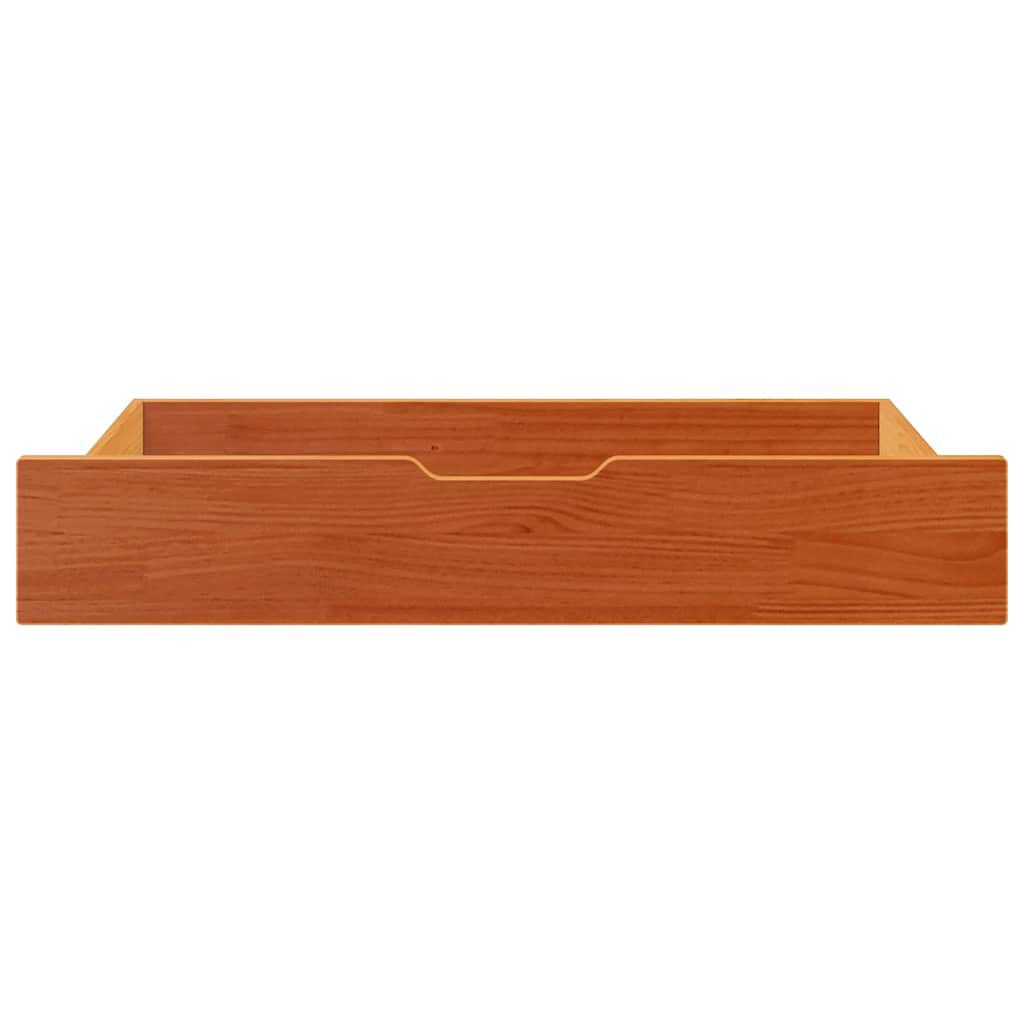 vidaXL Συρτάρια Κρεβατιού 2 τεμ 90x55x17 εκ Καφέ Κεριού Μασίφ Πεύκο