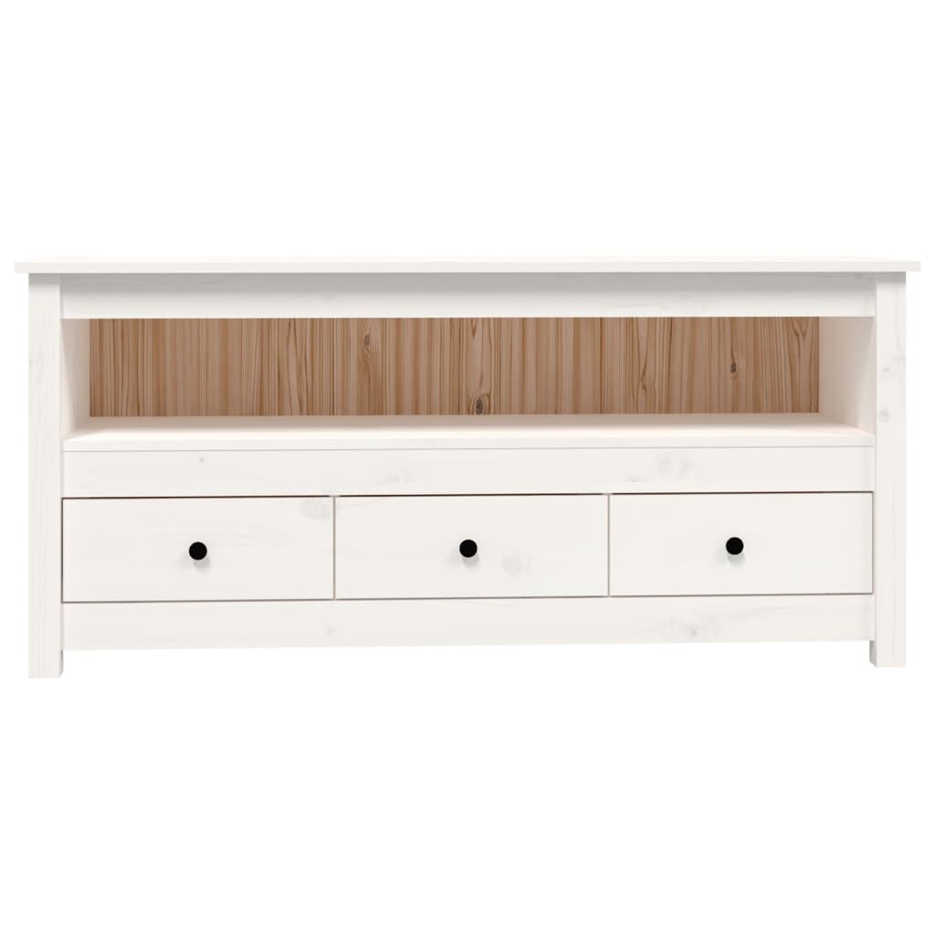 vidaXL Έπιπλο Τηλεόρασης Λευκό 114x35x52 εκ. από Μασίφ Ξύλο Πεύκου