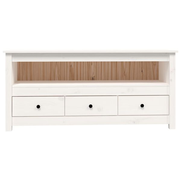 vidaXL Έπιπλο Τηλεόρασης Λευκό 114x35x52 εκ. από Μασίφ Ξύλο Πεύκου
