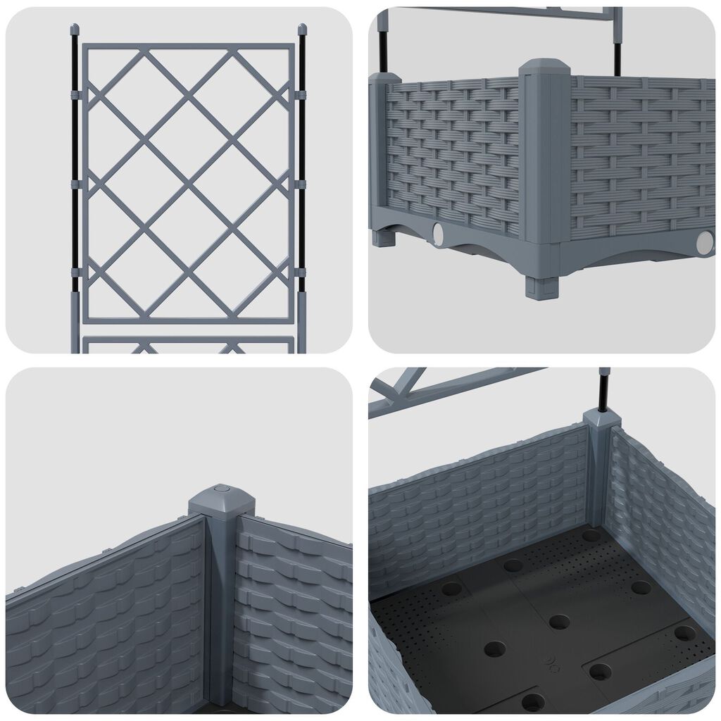 vidaXL Γλάστρα Κήπου με Στήλη Ανοιχτό Γκρι 40x40x125.5 εκ