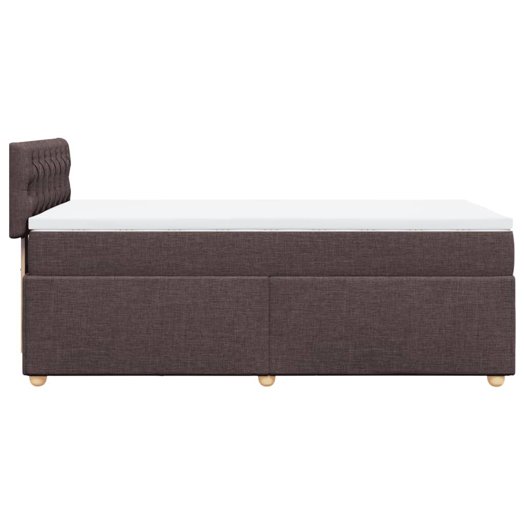 vidaXL Κρεβάτι Boxspring με Στρώμα Σκούρο Καφέ 90x190 εκ. Υφασμάτινο
