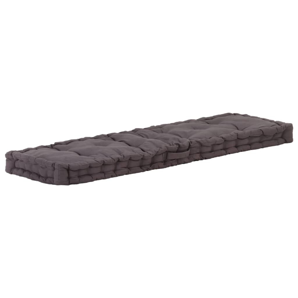 vidaXL Μαξιλάρα Δαπέδου / Παλέτας Ανθρακί 120 x 40 x 7 εκ. Βαμβακερή