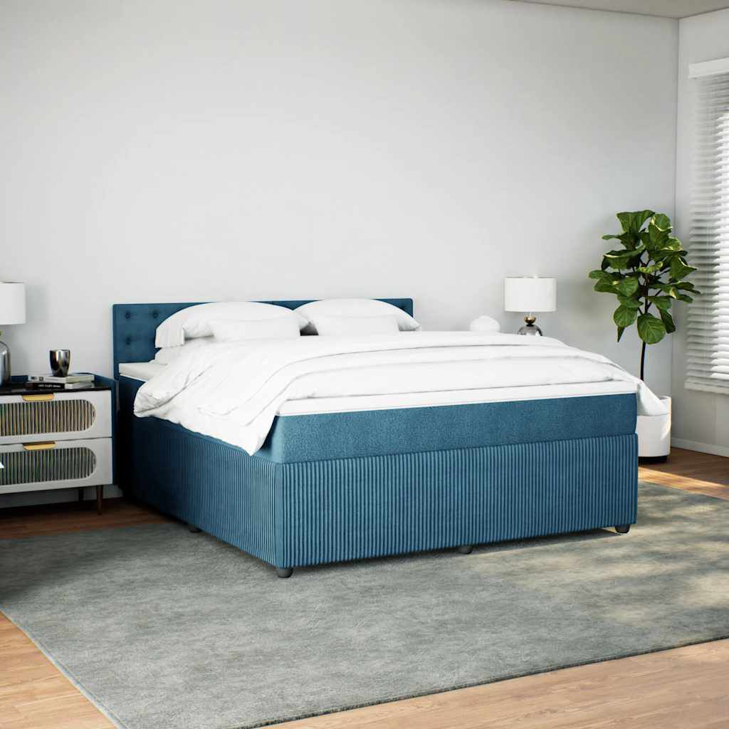 vidaXL Κρεβάτι Boxspring με Στρώμα Μπλε 180x200 εκ. Βελούδινο