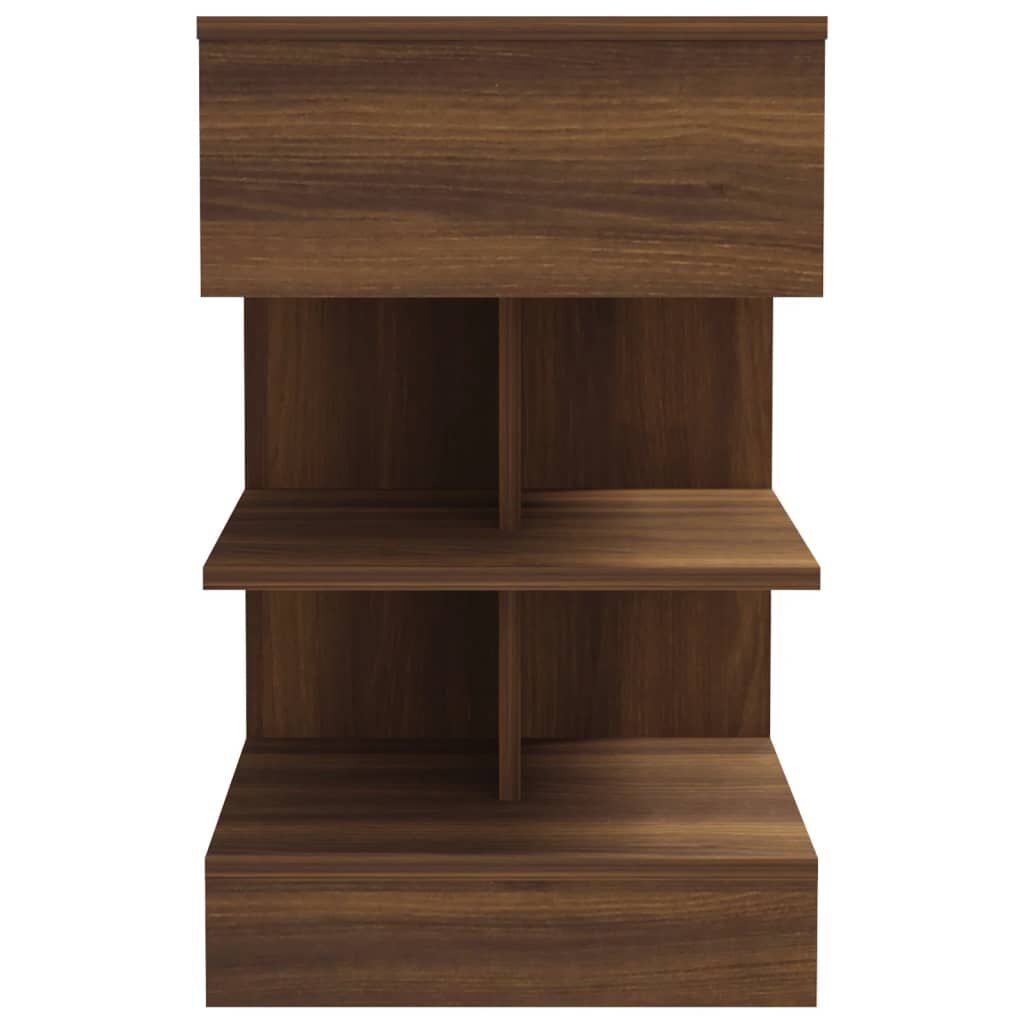 vidaXL Κομοδίνο Καπνιστή Δρυς 40 x 35 x 65 εκ. από Επεξεργασμένο Ξύλο