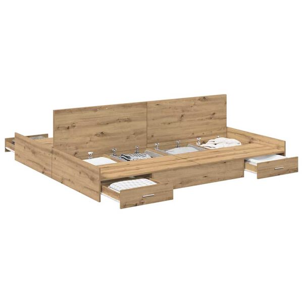 vidaXL Κρεβάτι με αποθηκευτικό χώρο artisan δρυς 180 x 200 cm