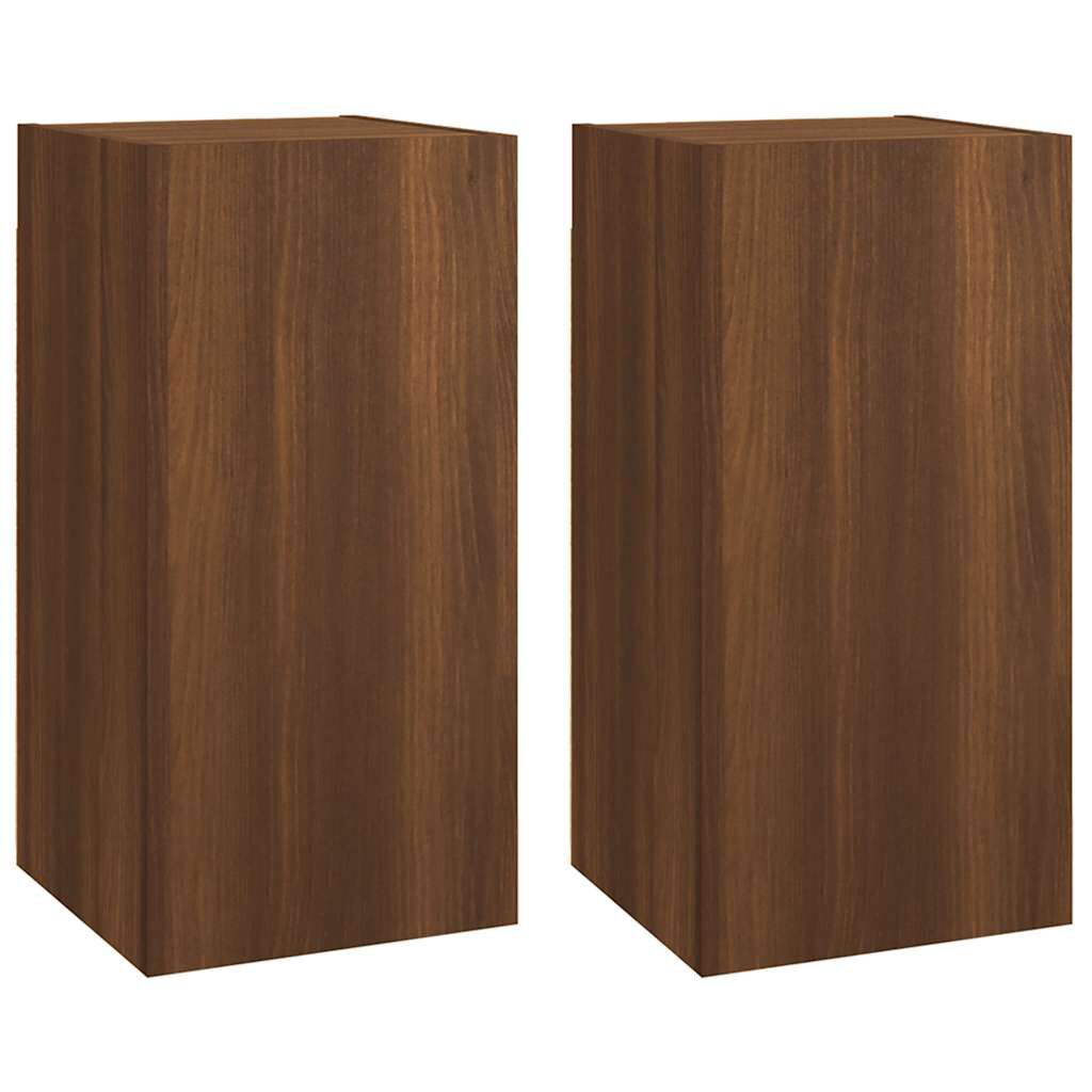 vidaXL Έπιπλα Τηλεόρασης 2 τεμ. Καφέ Δρυς 30,5x30x36 εκ. Επεξ. Ξύλο