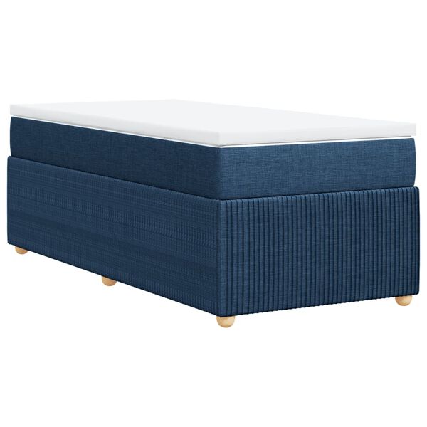 vidaXL Κρεβάτι Boxspring με Στρώμα Μπλε 100 x 200 εκ. Υφασμάτινο