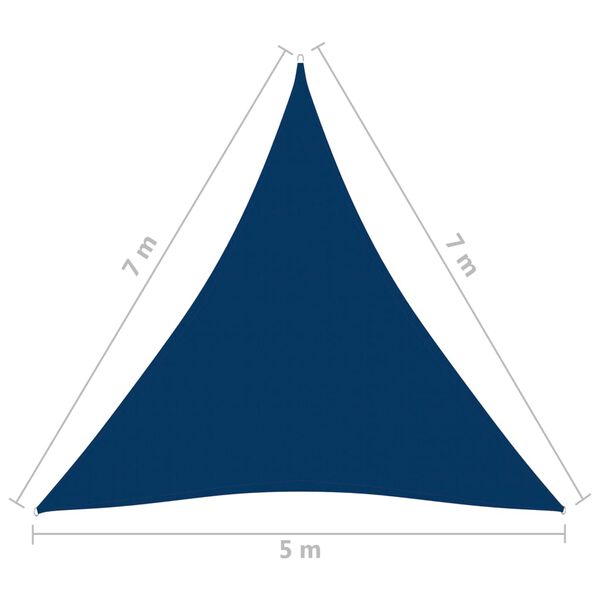 vidaXL Πανί Σκίασης Τρίγωνο Μπλε 5 x 7 x 7 μ. από Ύφασμα Oxford