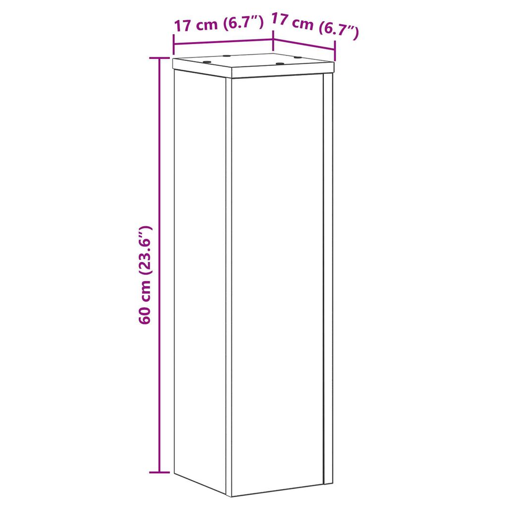 vidaXL Βάσεις Φυτών 2 τεμάχια Μαύρης Δρυός 17x17x60 εκ. Επεξεργασμένο Ξύλο