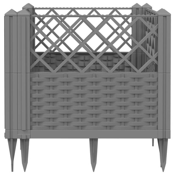 vidaXL Ζαρντινιέρα με Πασσάλους Αν.Γκρι43,5x43,5x43,5εκ Πολυπροπυλένιο