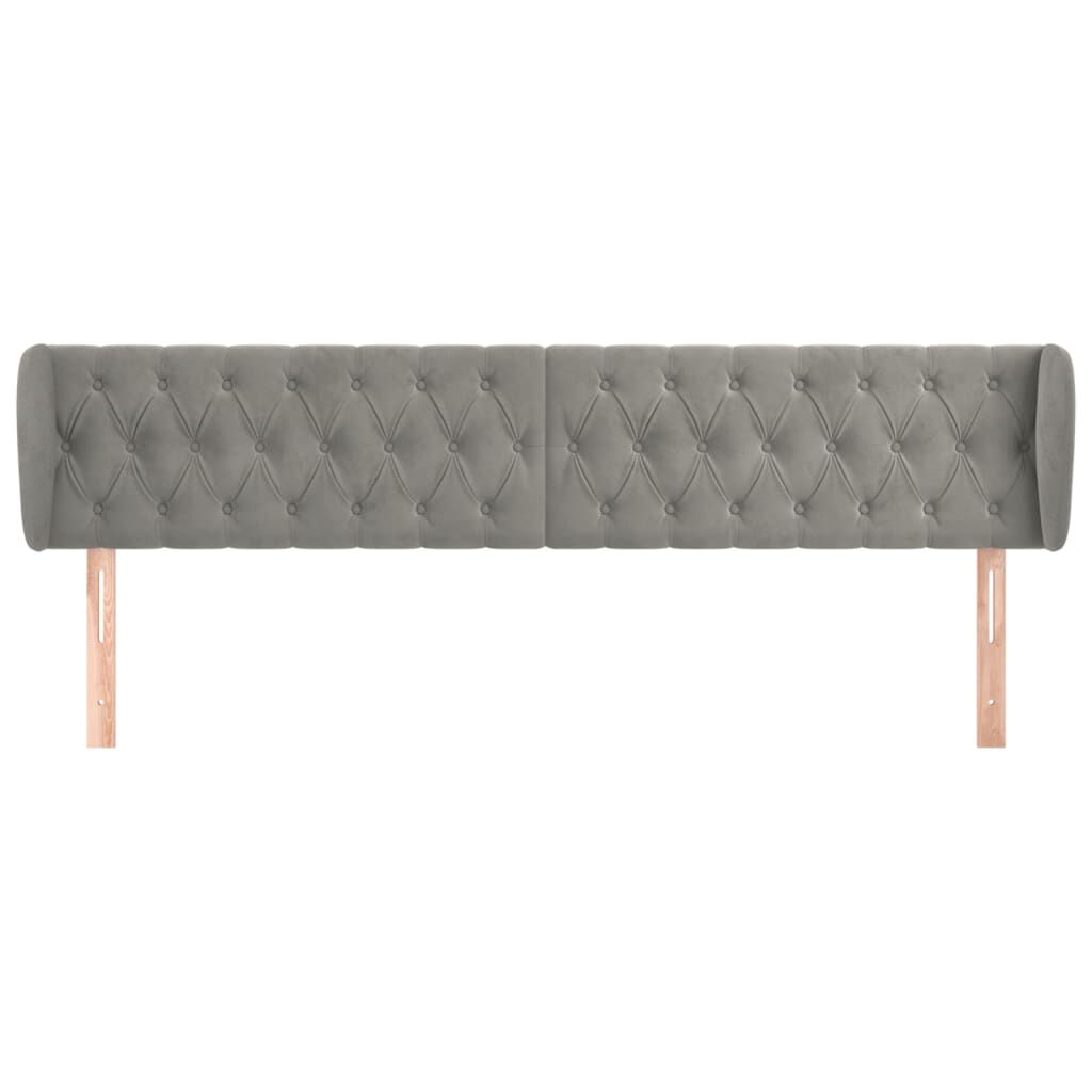 vidaXL Κεφαλάρι με Πτερύγια Ανοιχτό Γκρι 183x23x78/88 εκ. Βελούδινο