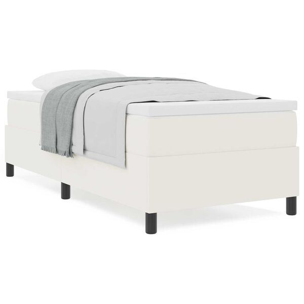 vidaXL Κρεβάτι με Στρώμα σε Κρέμ, 90 x 200 εκ., Υφασμάτινη Κορντούρα