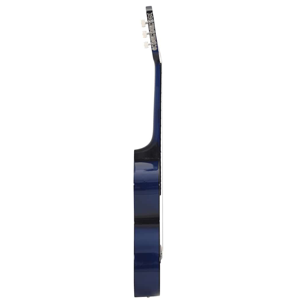 vidaXL Κιθάρα Western Classical Cutaway Σετ 12 Τεμ. 6 Χορδές Μπλε 38"