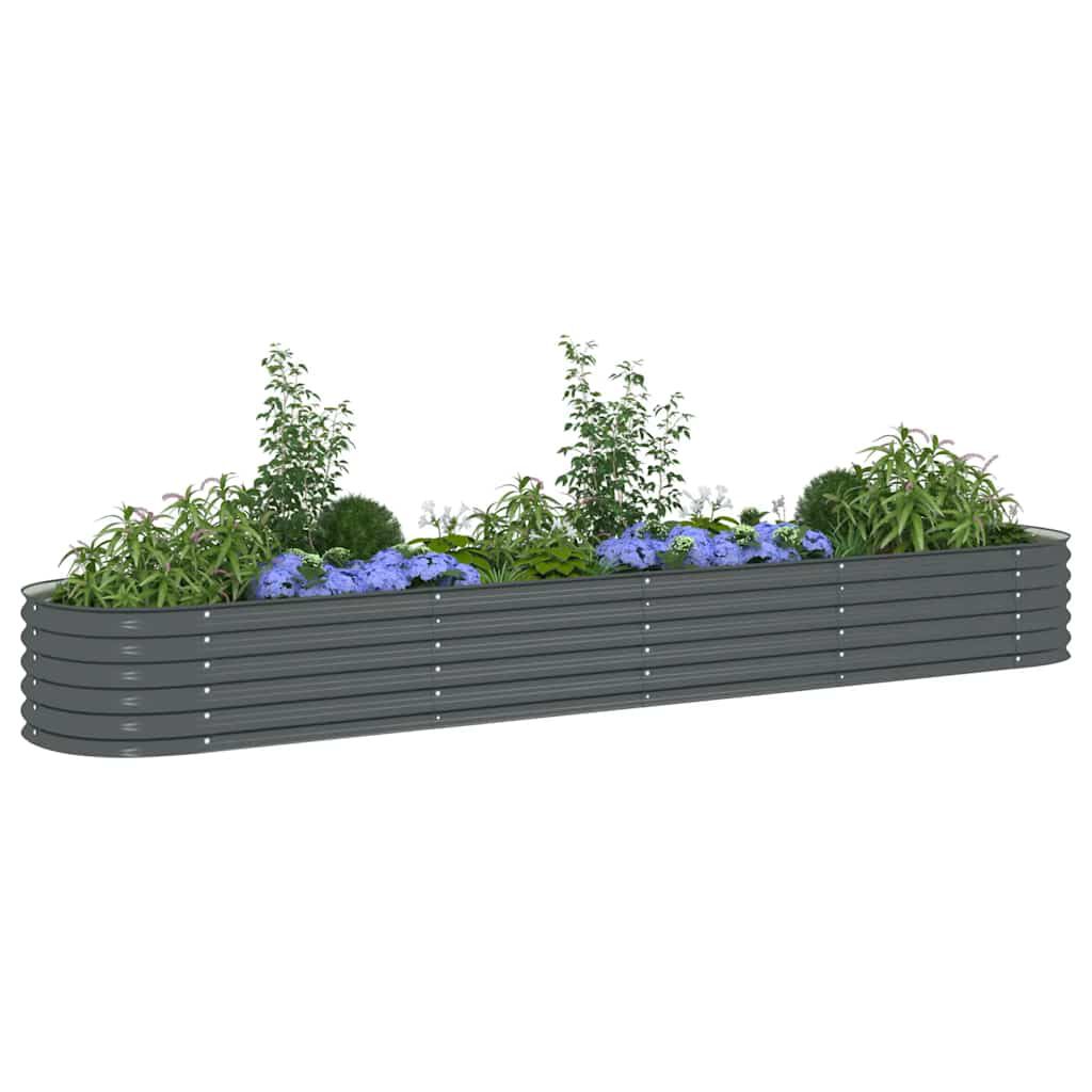 vidaXL Ζαρντινιέρα Υπερυψωμένη Γκρι 400x80x44 εκ. Γαλβανισμ. Χάλυβας