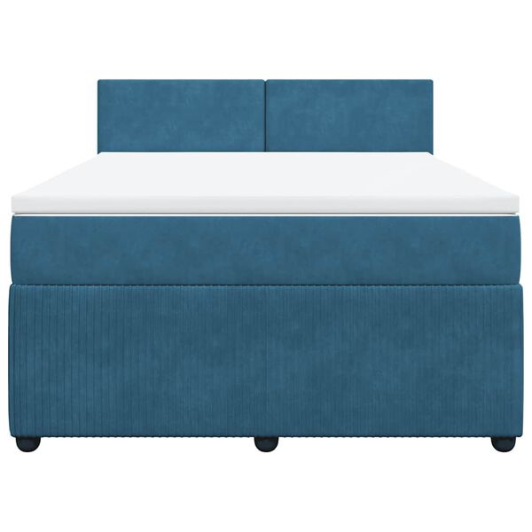vidaXL Κρεβάτι Boxspring με Στρώμα Μπλε 140x200 εκ. Βελούδινο
