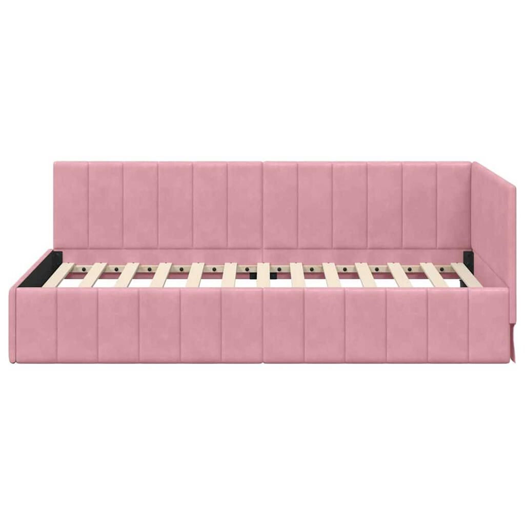 vidaXL Κρεβάτι Γωνίας με κεφαλάρι Ροζ 90 x 190 cm Βελούδο