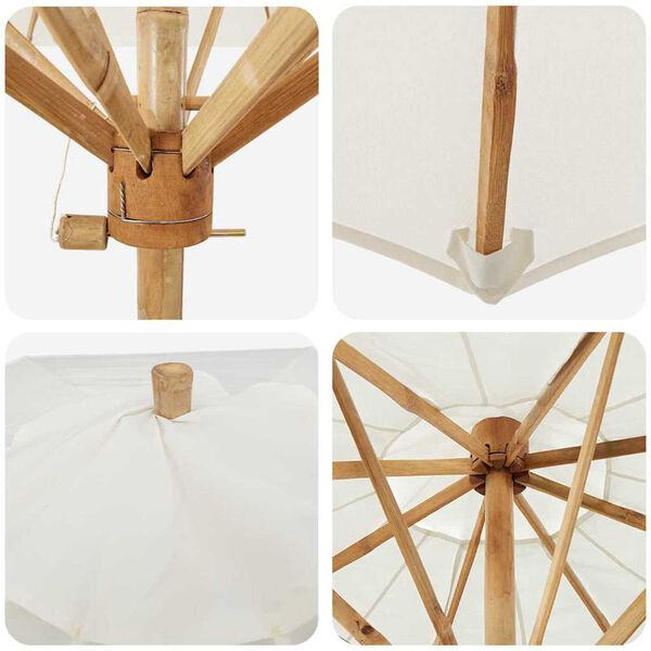 vidaXL Ομπρέλα Κήπου Κρεμ λευκό 150 x 150 x 210 εκ. Μπαμπού
