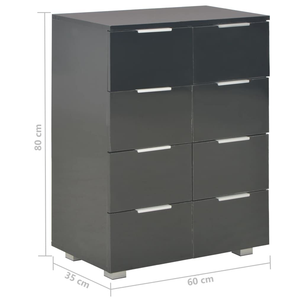 vidaXL Μπουφές Ψηλός Γυαλιστερός Μαύρος 60x35x80εκ. Επεξεργασμένο Ξύλο