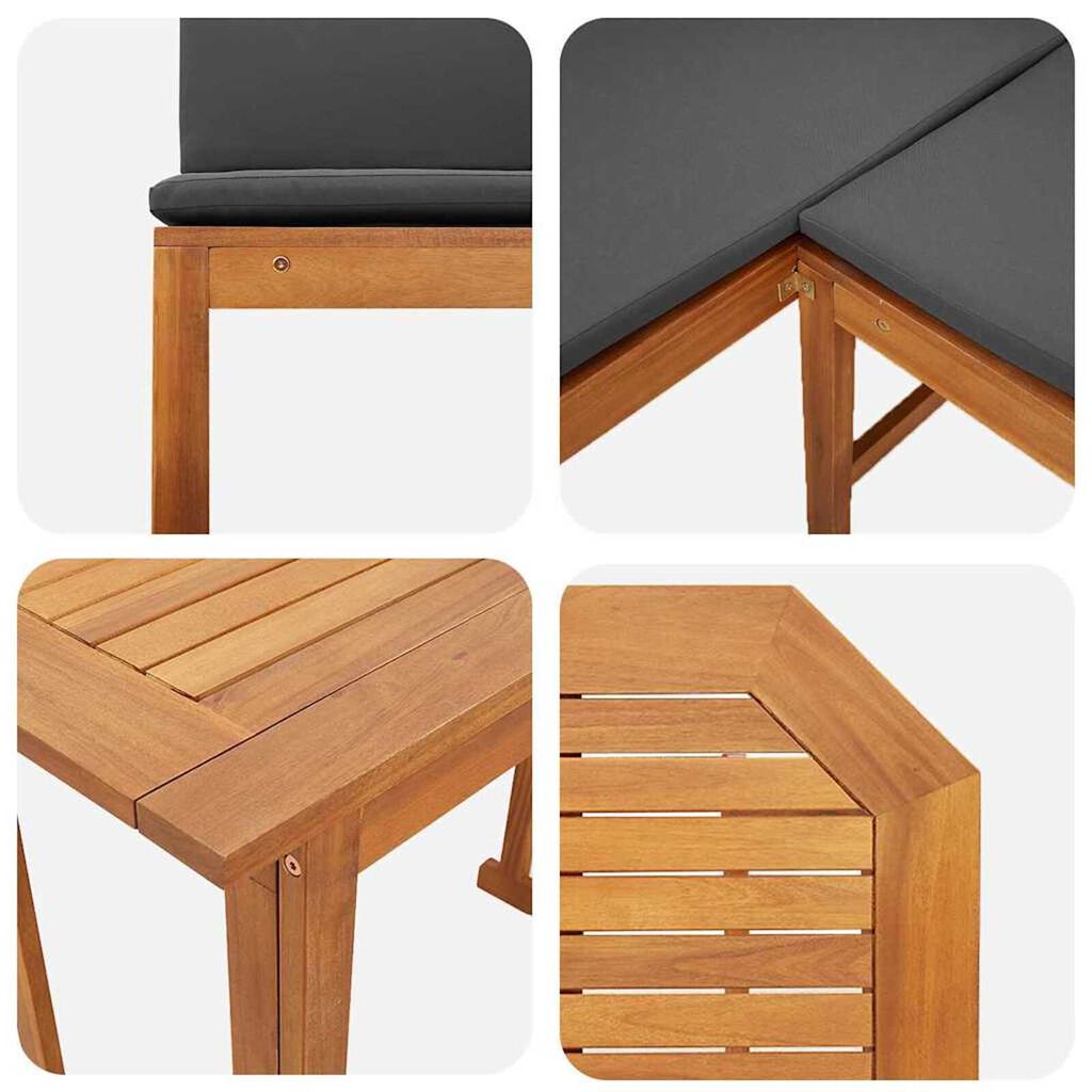 vidaXL Σετ Μπιστρό Κήπου 5 pcs Καφέ Μασίφ ξύλο ακακίας