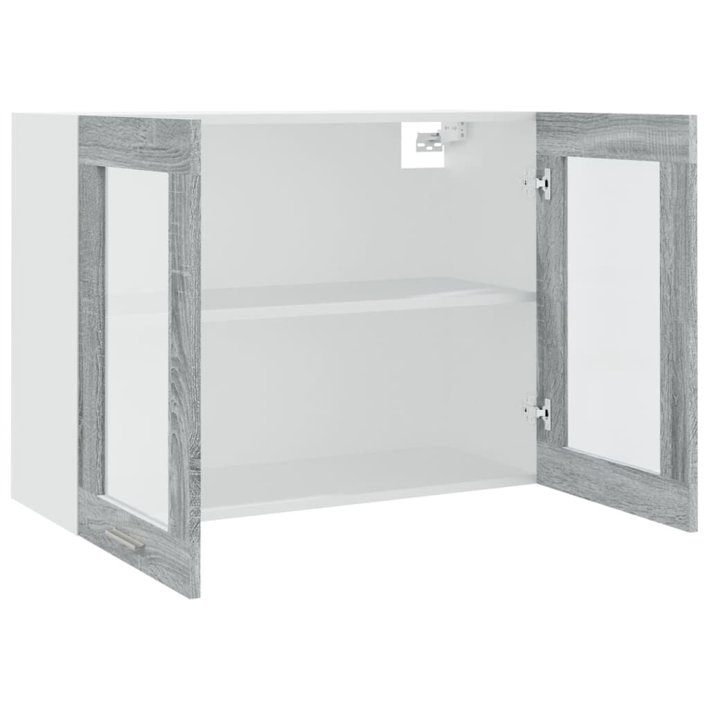 vidaXL Κρεμαστό Ντουλάπι Γυάλινο Lyon Γκρι Sonoma 80x31x60εκ.