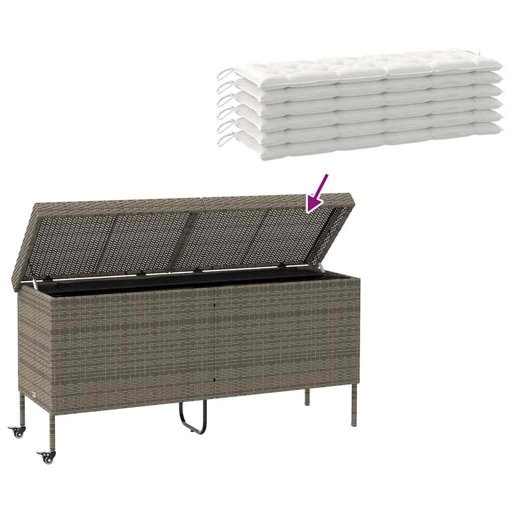 vidaXL Κουτί Αποθήκευσης Κήπου με Ρόδες 160x55x75 εκ. Συνθετικό Ρατάν