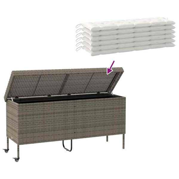 vidaXL Κουτί Αποθήκευσης Κήπου με Ρόδες 160x55x75 εκ. Συνθετικό Ρατάν