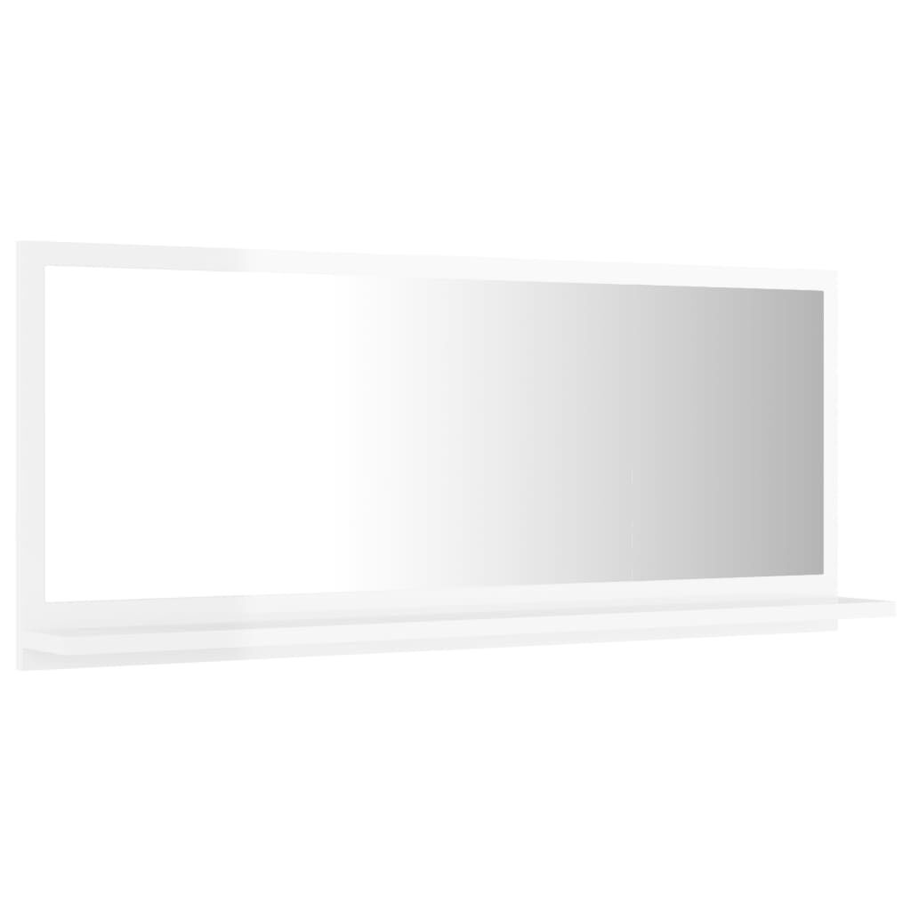 vidaXL Καθρέφτης Μπάνιου Γυαλιστερό Λευκό 90x10,5x37 εκ. Επεξ. Ξύλο