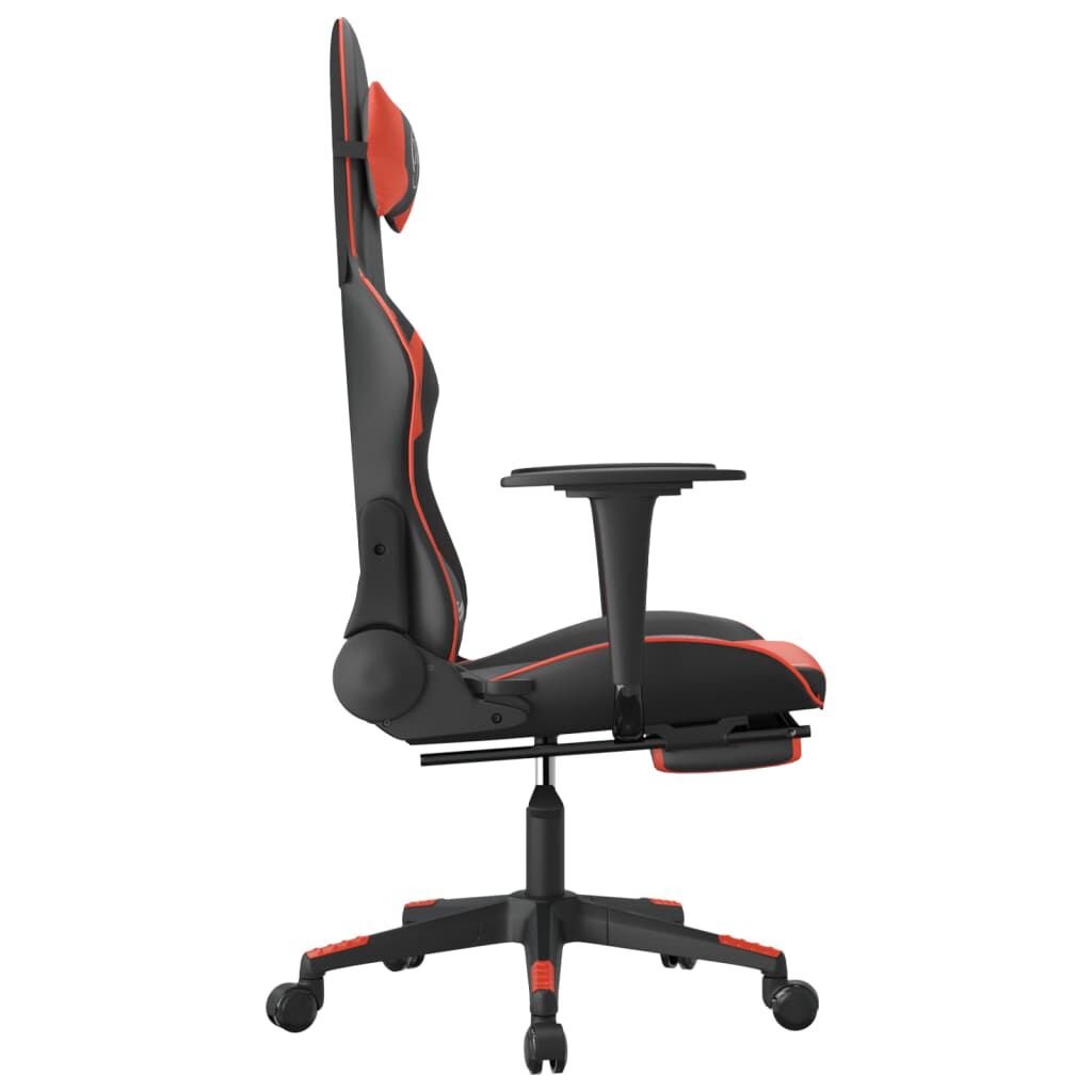 vidaXL Καρέκλα Gaming Μασάζ Υποπόδιο Μαύρο/Κόκκινο από Συνθετικό Δέρμα
