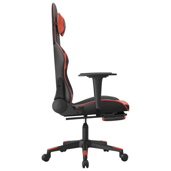 vidaXL Καρέκλα Gaming Μασάζ Υποπόδιο Μαύρο/Κόκκινο από Συνθετικό Δέρμα