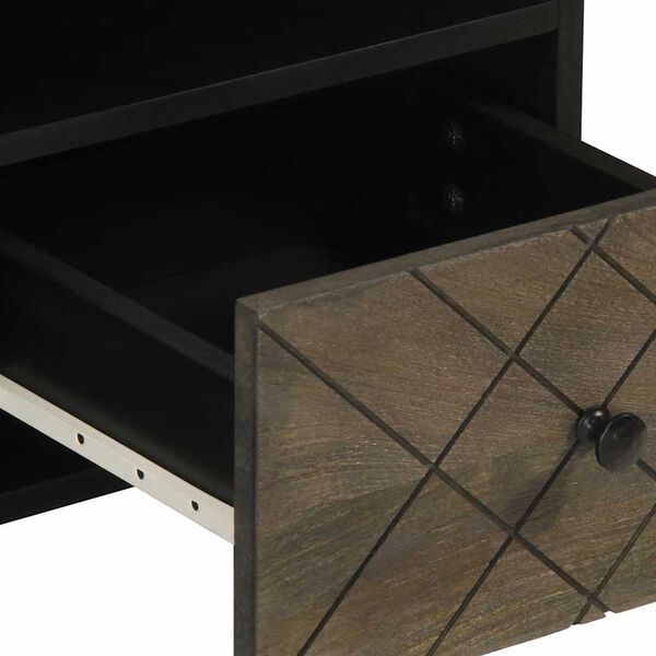 vidaXL Έπιπλο Τηλεόρασης Μαύρο 100 x 33 x 46 εκ. από Μασίφ Ξύλο Μάνγκο