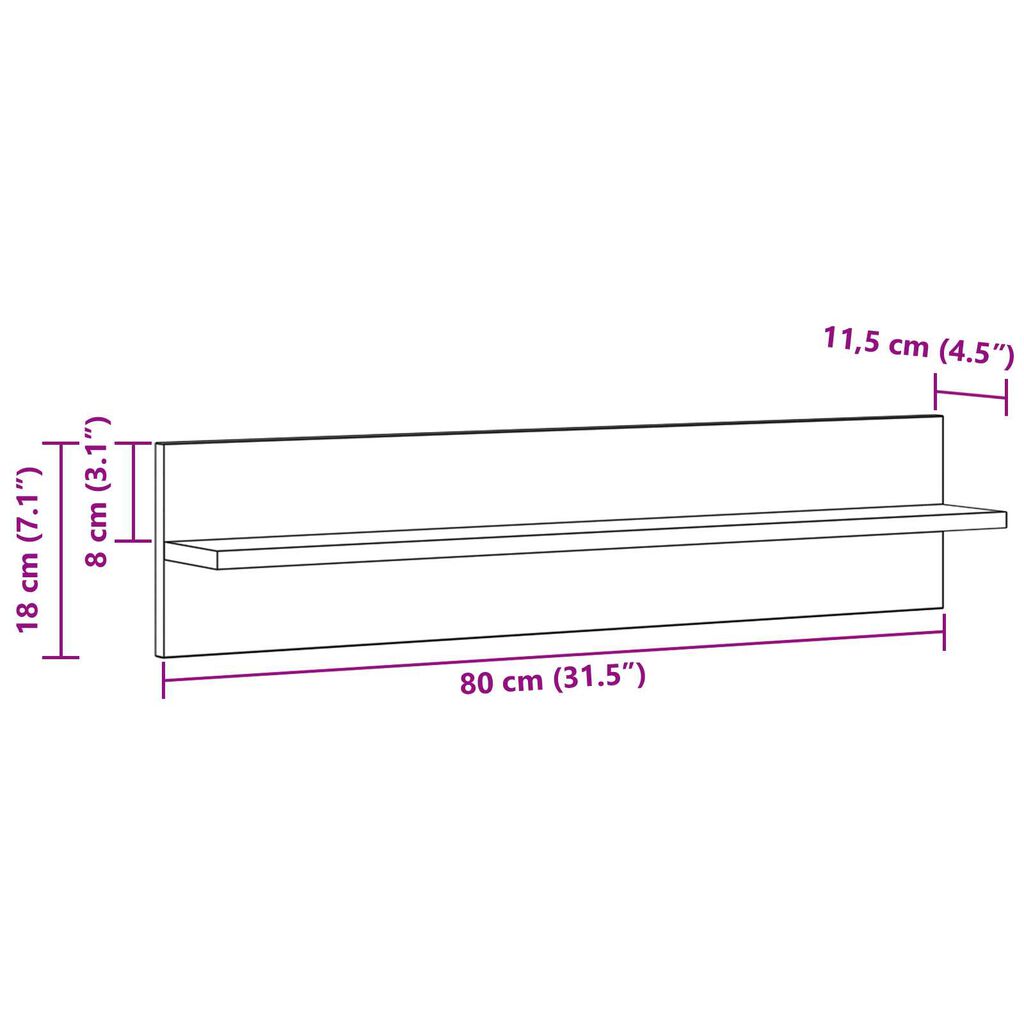 vidaXL Ράφια Τοίχου με ράφι 2 pcs Χειροποίητη δρυς 80 x 11.5 x 18 εκ